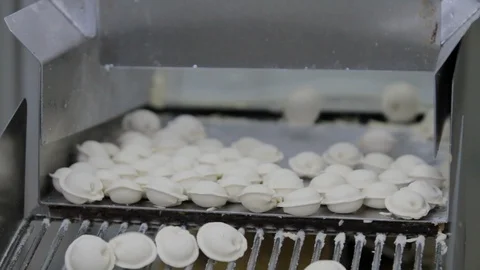 Automatic Production Line of russian dumplings Stock Footage 94153432