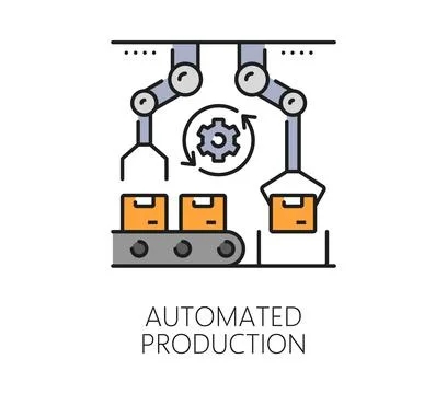 Automatic production, manufacture icon or sign Stock Illustration