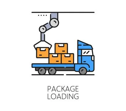 Automatic production packaging, manufacture icon Stock Illustration