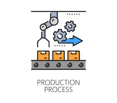 Automatic production process, manufacture icon Stock Illustration