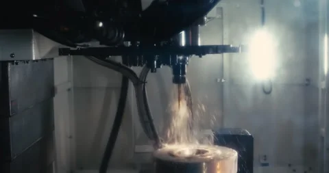 Automatic programmable machine. An industrial laser machine cuts parts from Stock Footage 170882940