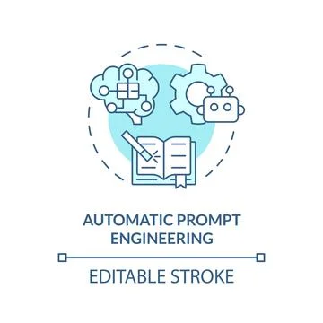 Automatic prompt engineering soft blue concept icon Stock Illustration