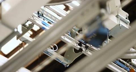 Automatic rail transporter at work in a modern industry plant Stock-Footage 90742328