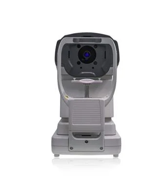 Automatic refractometer,Closeup of modern auto refractometer in optical sto.. Stock Photos