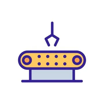 Automatic removal from conveyor icon vector outline illustration Illustrazione stock
