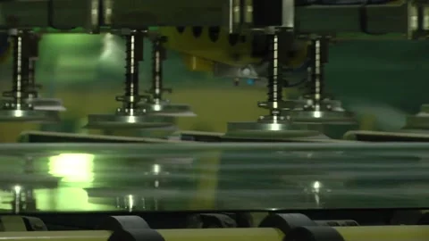 Automatic removal of flat glass from the conveyor line Stock Footage 95975838