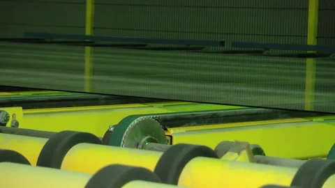 Automatic removal of flat glass from the conveyor line Stock Footage 95975880