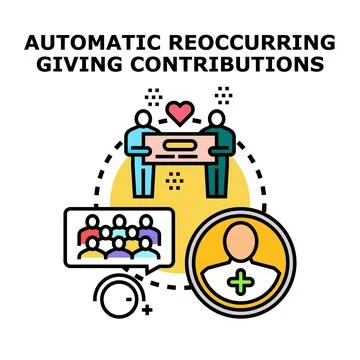 Automatic reoccurring giving contributing to community support Stock Illustration