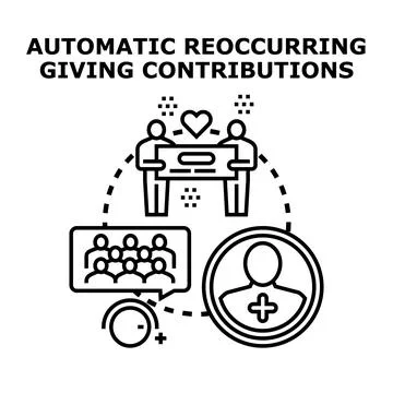 Automatic reoccurring giving contributing to community support Stock Illustration