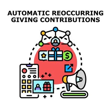 Automatic reoccurring giving contributions concept illustration Stock Illustration