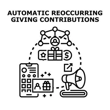 Automatic reoccurring giving contributions concept illustration Stock Illustration