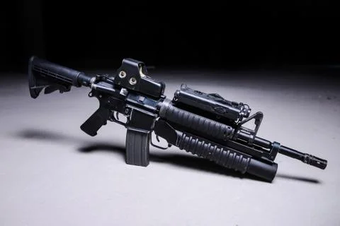 Automatic rifle with grenade launcher Stock Photos