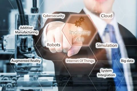 Automatic robot arm with optical sensor working in factory Foto stock