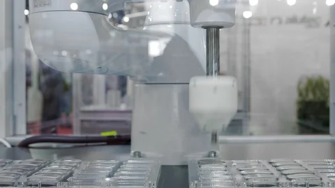 Automatic robot arm working in industrial environment Stock Footage 113687819