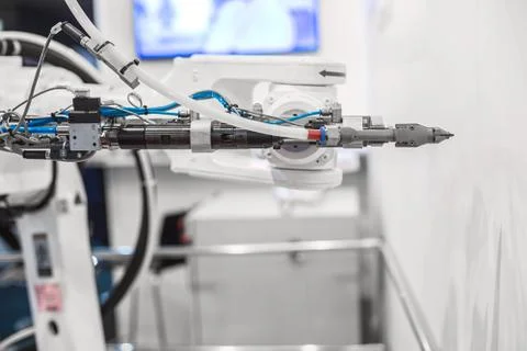 Automatic robot arm working in industrial environment Stock-Fotos