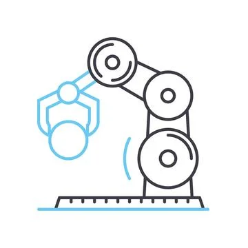 Automatic robotic car line icon, outline symbol, vector illustration, concept Stock Illustration