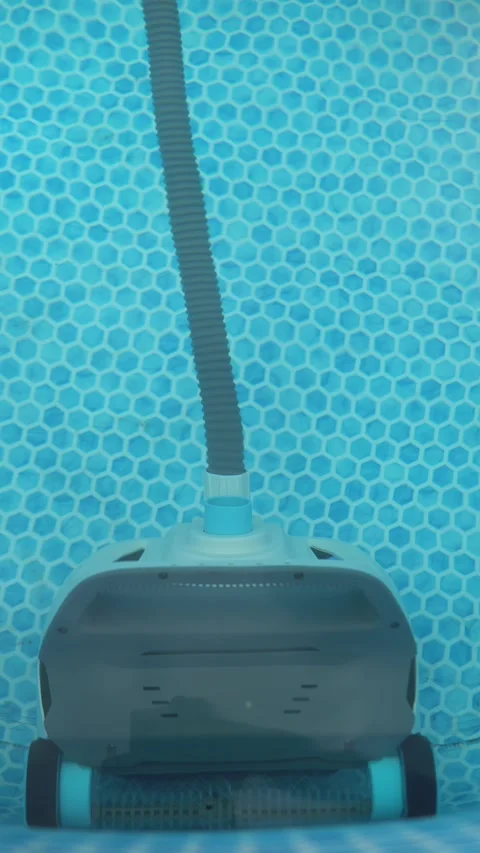 Automatic Robotic Pool Vacuum Cleaner Cleans 스톡 동영상 343894805