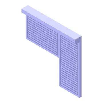 Automatic rolling shutter door protecting a corner of a building Ilustración de archivo