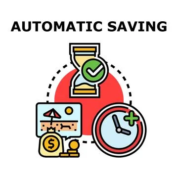 Automatic saving managing money for future goals Stock Illustration