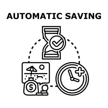 Automatic saving managing money for future goals Stock Illustration