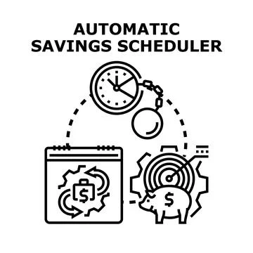Automatic saving scheduler concept for financial planning Illustrazione stock