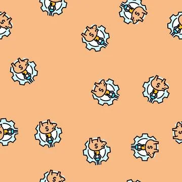Automatic savings budget planning vector seamless pattern Stock Illustration