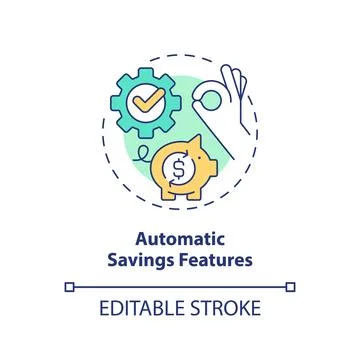 Automatic savings features concept icon 스톡 일러스트