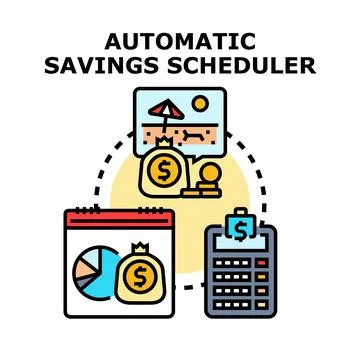 Automatic savings scheduler planning financial goals Stock Illustration