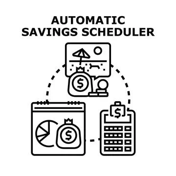 Automatic savings scheduler planning financial goals Stock Illustration