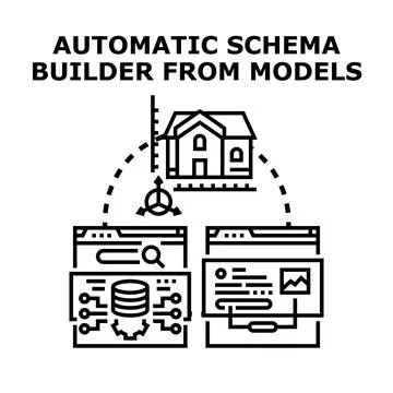 Automatic schema builder forming database models Stock Illustration