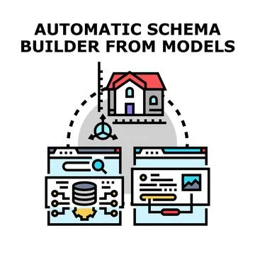 Automatic schema builder forming database models Stock Illustration