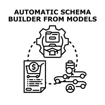 Automatic schema building from data models concept Stockillustratie