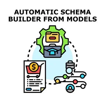 Automatic schema building from data models concept Stock Illustration