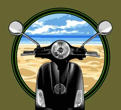 Automatic scooter beach background vector template Stock Illustration