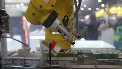 Automatic screen protector film or glass cover with vision sensor camera system Stock Footage 155180710