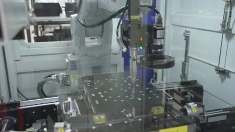 Automatic Screw Machine. Automated conveyor systems industrial automation Stock Footage 212382751