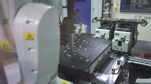Automatic Screw Machine. Automated conveyor systems industrial automation Stock Footage 212383109