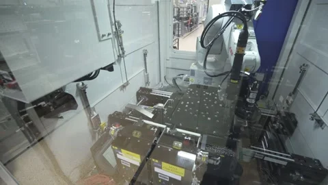 Automatic Screw Machine. Automated conveyor systems industrial automation Stock Footage 212383266