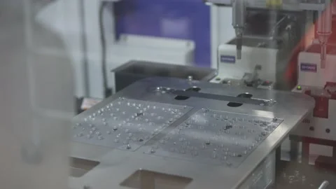 Automatic Screw Machine. Automated conveyor systems industrial automation Stock Footage 212384265