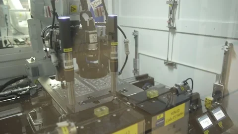 Automatic Screw Machine. Automated conveyor systems industrial automation Stock Footage 212391828