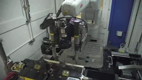 Automatic Screw Machine. Automated conveyor systems industrial automation Stock Footage 212437048