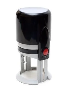 Automatic seal with red button on white background Stock Photos