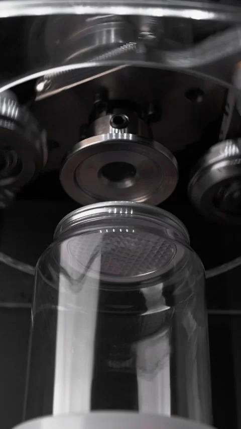 Automatic sealing of transparent vacuum packaging on the machine. Stock Footage 281668847