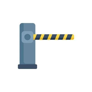Automatic security barrier limiting access with striped boom Stock Illustration