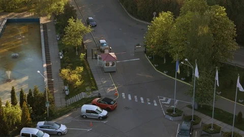 Automatic Security Barrier At Parking In Premiere hotel kiev. Stock Footage 89309023