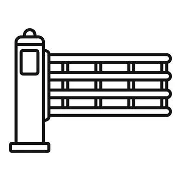 Automatic security gate blocking entrance line icon Stock Illustration