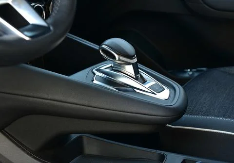 Automatic selector lever in the passenger car Stock Photos