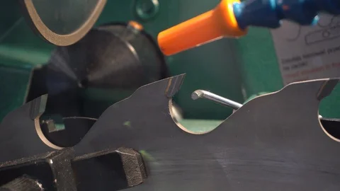 Automatic sharpening of circular saw disc Stock Footage 112234236