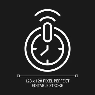 Automatic shut off timer pixel perfect white linear icon for dark theme Illustrazione stock