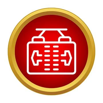 Automatic sliding gate outline icon on red circle Stockillustratie